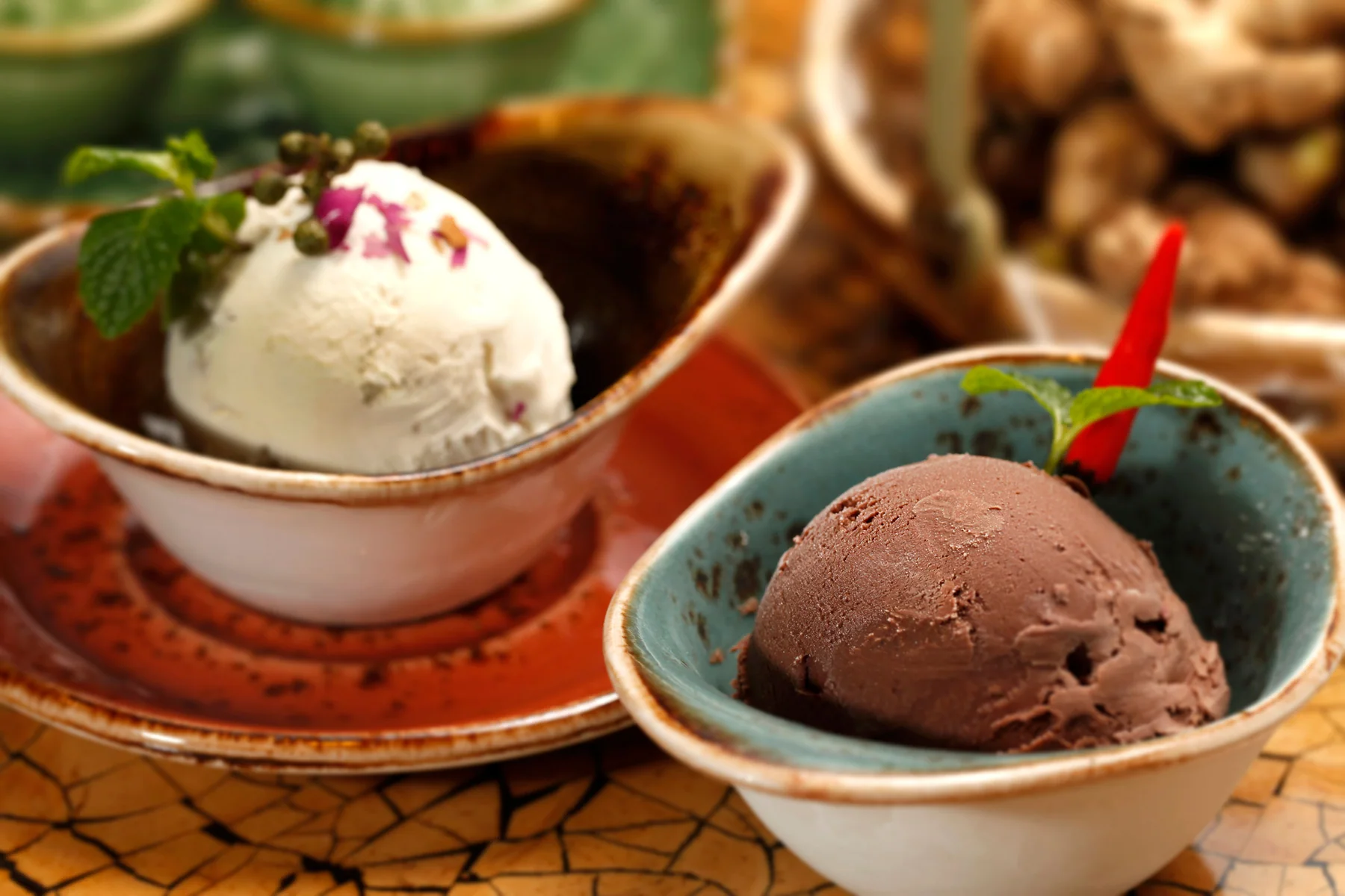 Two flavours of Italian artisan gelato