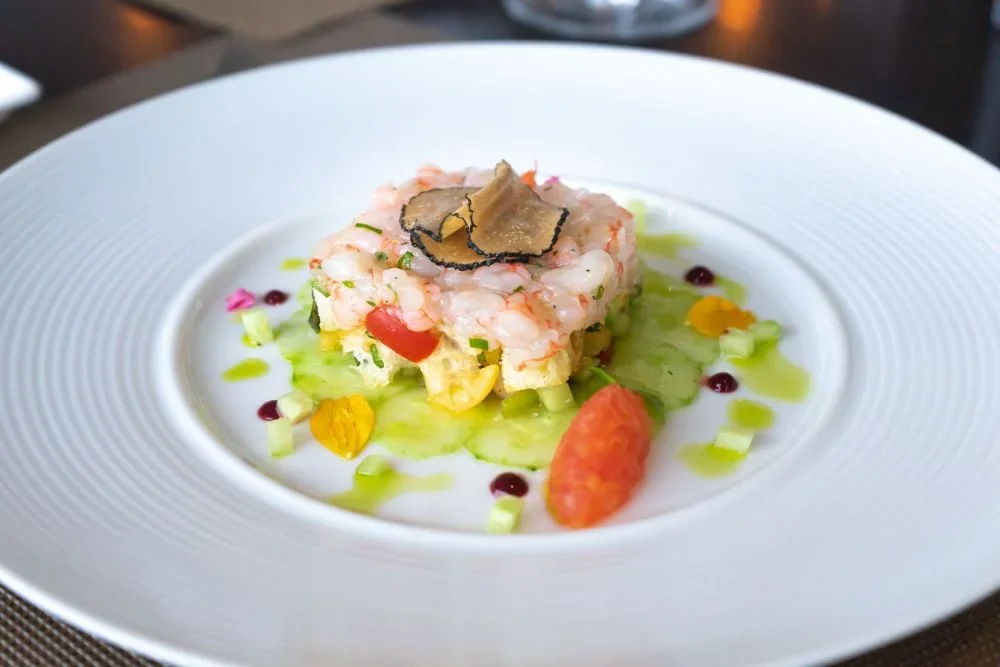 Shrimp Tartare with Crisp Vegetables and Truffle
